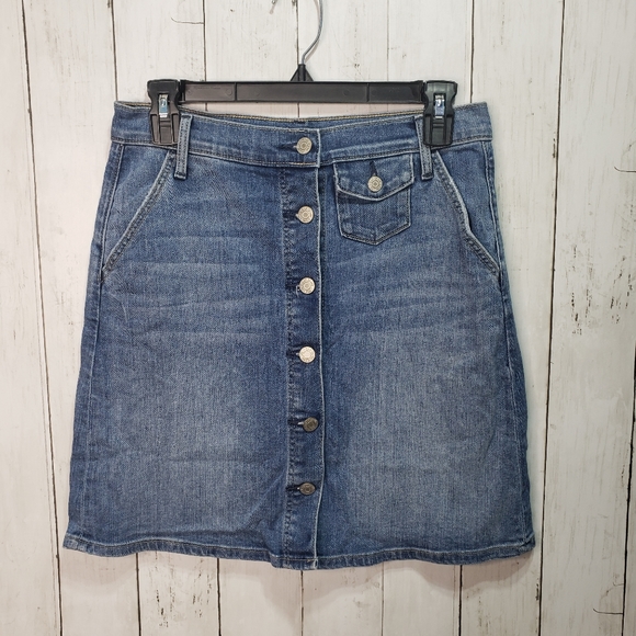 GAP Dresses & Skirts - Gap Button Front Blue Denim Cotton Stretch Skirt